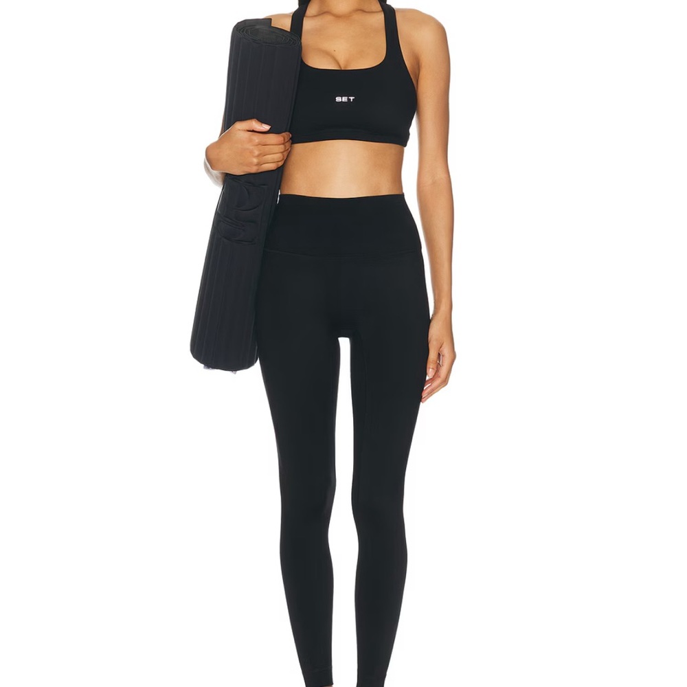 SET Active Black High-Rise Kids Leggings with Side Pocket